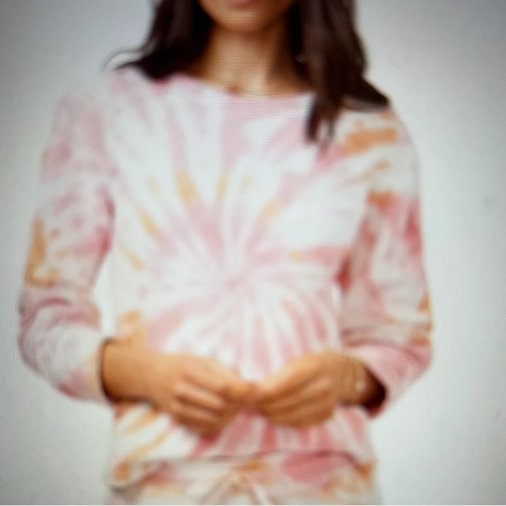1 State long sleeve ruched sweatshirt in sunburst tie dye size small NWT - Picture 2 of 11